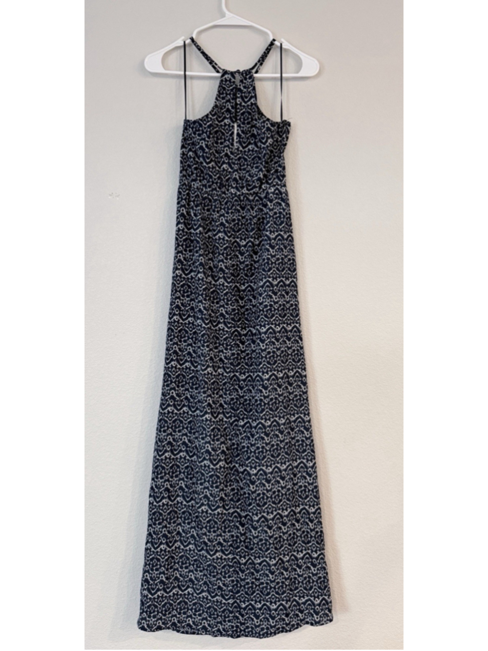 BP Nordstrom Indigo Ikat Halter Maxi Dress NWT Boho Festival Resort Euro Summer - Picture 5 of 13